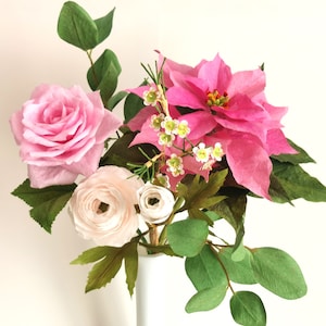 Fiori di carta realistici fatti a mano, arte botanica di carta crespa, centrotavola delle feste, regalo per padrona di casa e ospiti