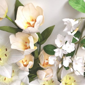 Bouquet da sposa componibile e personalizzabile , fiori di carta con stelo per allestimenti floreali, regalo per lei, decorazione d'interni