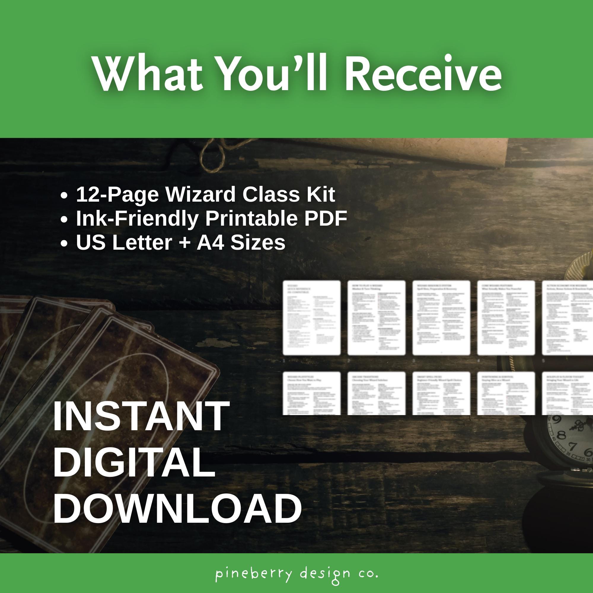 Dnd 5e Wizard Cheat Sheet Pack | Class Guide, Spellcasting & Combat ...