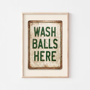 Funny Golf Poster Wash Balls Here Wall Art Golf Course Humor Print Digital Download