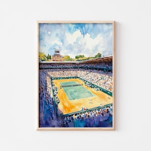Tennis Court Poster – Vintage Car & Coastal Landscape Wall Art