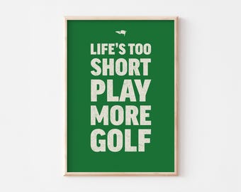 Funny Golf Motivation Poster: Green Typography Wall Art (Digital Download)