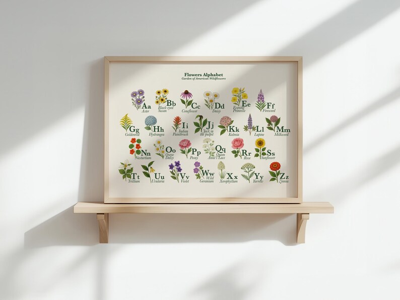 Wildflower ABC Poster: Botanical Alphabet Print for Kids (digital ...