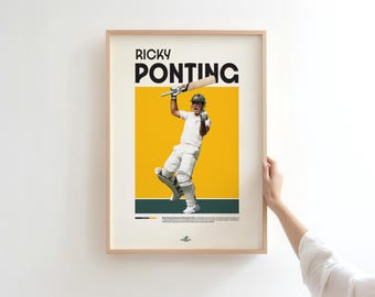 Ricky Ponting Cricket Legend Poster | Vintage Sports Wall Art | Digital Download Print