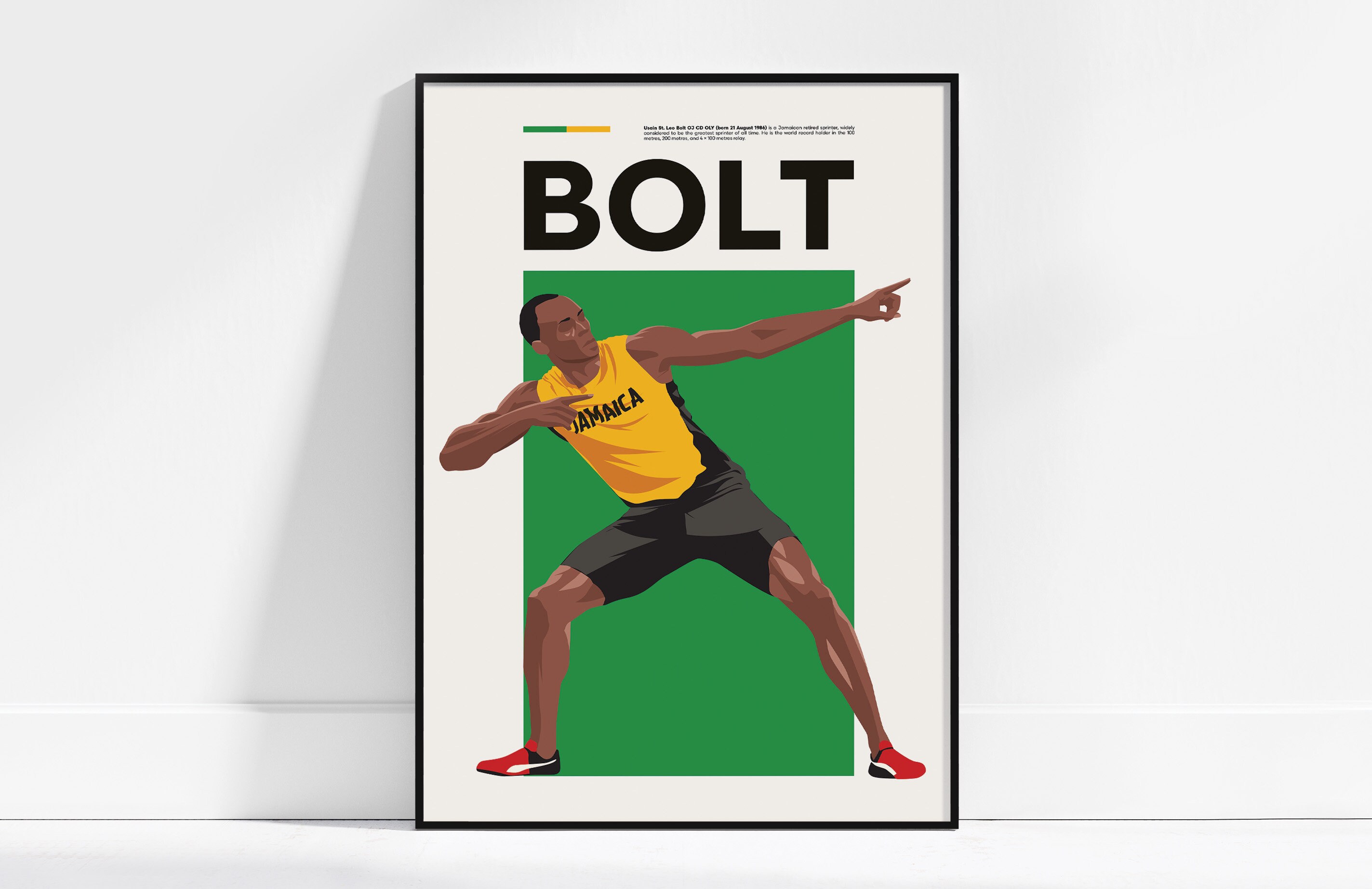 thumbnail image 2 of Usain Bolt 'Perseverance' Motivational Poster - 20x30 Inches, Celebrity Athlete Art Print 2 of 5