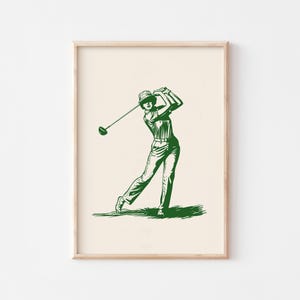 Illustrazione classica di golfista, poster di golf, stampa di golf, decorazione murale di golf, opera d'arte di golf, arte murale di golf