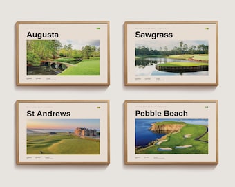 Golf Course Art Prints — Minimalist Golf Course Set