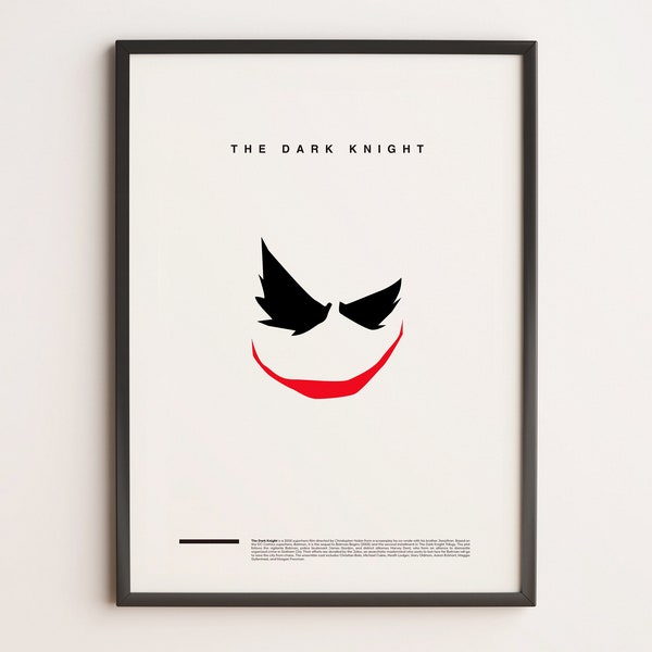 The Dark Knight Movie Poster, Minimalist Movie Poster, Wall Art Print, Printable Wall Art, Movie Print, Gift Idea
