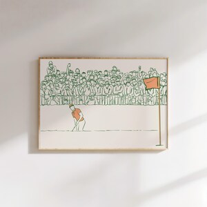 Retro golfaffisch, turneringsscen, vintage golftryck - kontorskonst - digital nedladdning