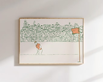 Retro Golf Poster Tournament Scene, Vintage Golf Print - Office Art - Digital Download