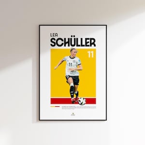 Plakat Lei Schüller — minimalistyczna grafika ścienna dotycząca piłki nożnej kobiet w Niemczech