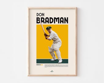 Don Bradman Cricket Legend Poster | Vintage Sports Wall Art | Digital Download Print