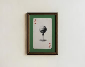 Retro Golf Poster Ace of Hearts - Vintage Golf Print - Gift for Him - Digital Download
