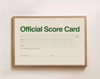 Golf Scorecard Poster | Golf Wall Art | Digital Download