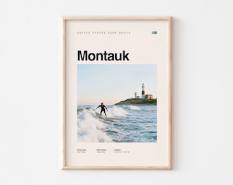 Montauk Surf Poster — New York Vintage Coastal Print