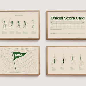 Poster de golf, lot de 4 | Lot d'oeuvres d'art murales Golf | Téléchargement numérique