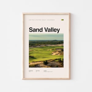 Golfposter Sand Valley | Op zandduinen geïnspireerde golfkunst | Digitale download