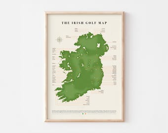 Irish Golf Map Poster | Golf Travel Art | Digital Download