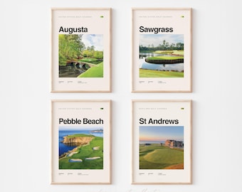 Golf Course Art Prints | Set of 4 | Digital Download | Inspired by Iconic Golf Destinations