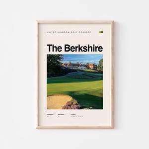 Póster de viaje de golf de Berkshire / Arte de golf en la campiña inglesa / Descarga digital