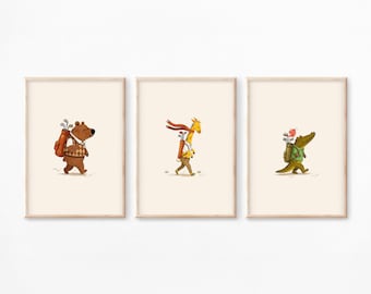 Golf Nursery Animal Art Prints | Bear, Giraffe, Crocodile Decor (Digital Download)