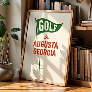 Vintage golfaffisch | Retro Augusta-inspirerad väggkonst | Digital nedladdning