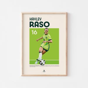 Hayley Raso Poster Girls Soccer Wall Art Matildas Football Print Inspirational Female Athlete Decor Digital Download for Kids