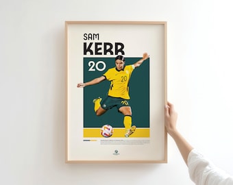 Cartel de fútbol Sam Kerr Matildas Arte minimalista de la pared del fútbol