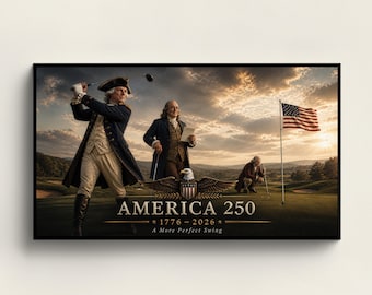 America 250 Golf Course TV Art, Founding Fathers Golf Scene | Digital Download