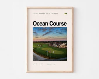 Ocean Golf Course Poster – Printable Gift for Golf Lovers - Minimal Style - Digital Download