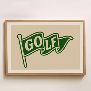 Retro poster golfvlag | Vintage golfmuurkunst | Minimale sportdecoratieprint