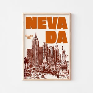 Nevada Poster Vintage Las Vegas Wall Art Travel Print