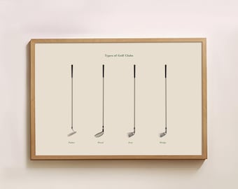 Types of Golf Clubs Poster | Golf Wall Art | Digital Download