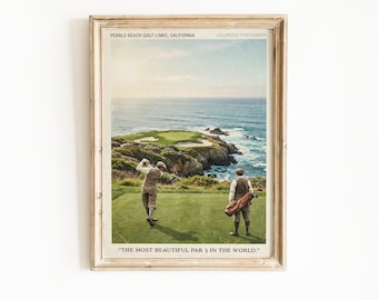 Pebble Beach Golf Poster — Minimalist Coastal Print
