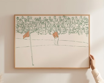 Retro Golf Poster, Country Club Wall Art, Minimalist Golf Decor, Neutral Office Print