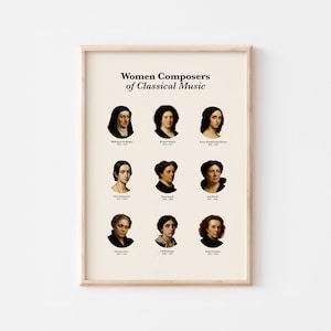 Women Composers of Classical Music Poster Female Classical Composers Chart Educational Music History Print Feminist Music Wall Art