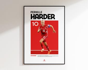Pernille Harder Denmark Women's Football Poster – Minimalist Soccer Art Print – Digital Download for Fans