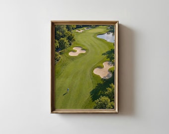 Minimalist Golf Poster - Vintage Style Tiny Golfers Wall Art - Golf Lover Gift and Decor - Digital Download