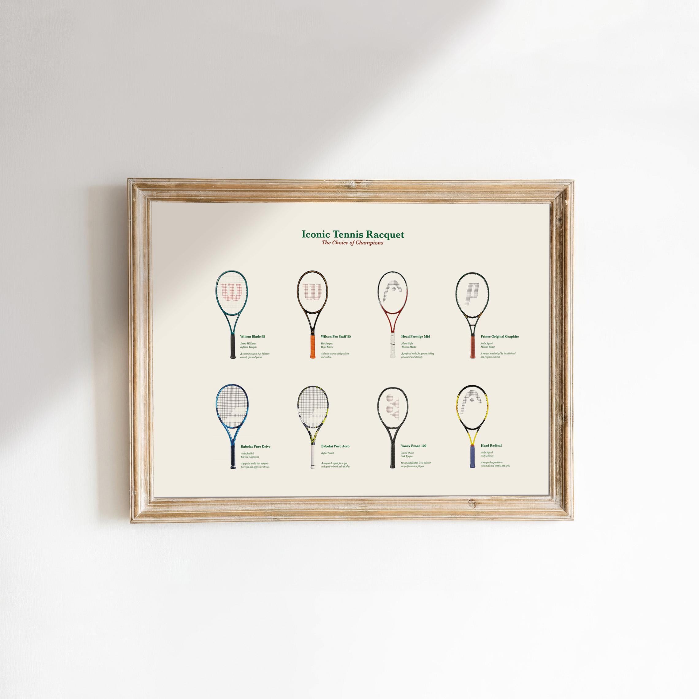 Head Racket Poster Iconic Tennis Racquets Poster - Tennis Lover Gift and Decor - Digital ...