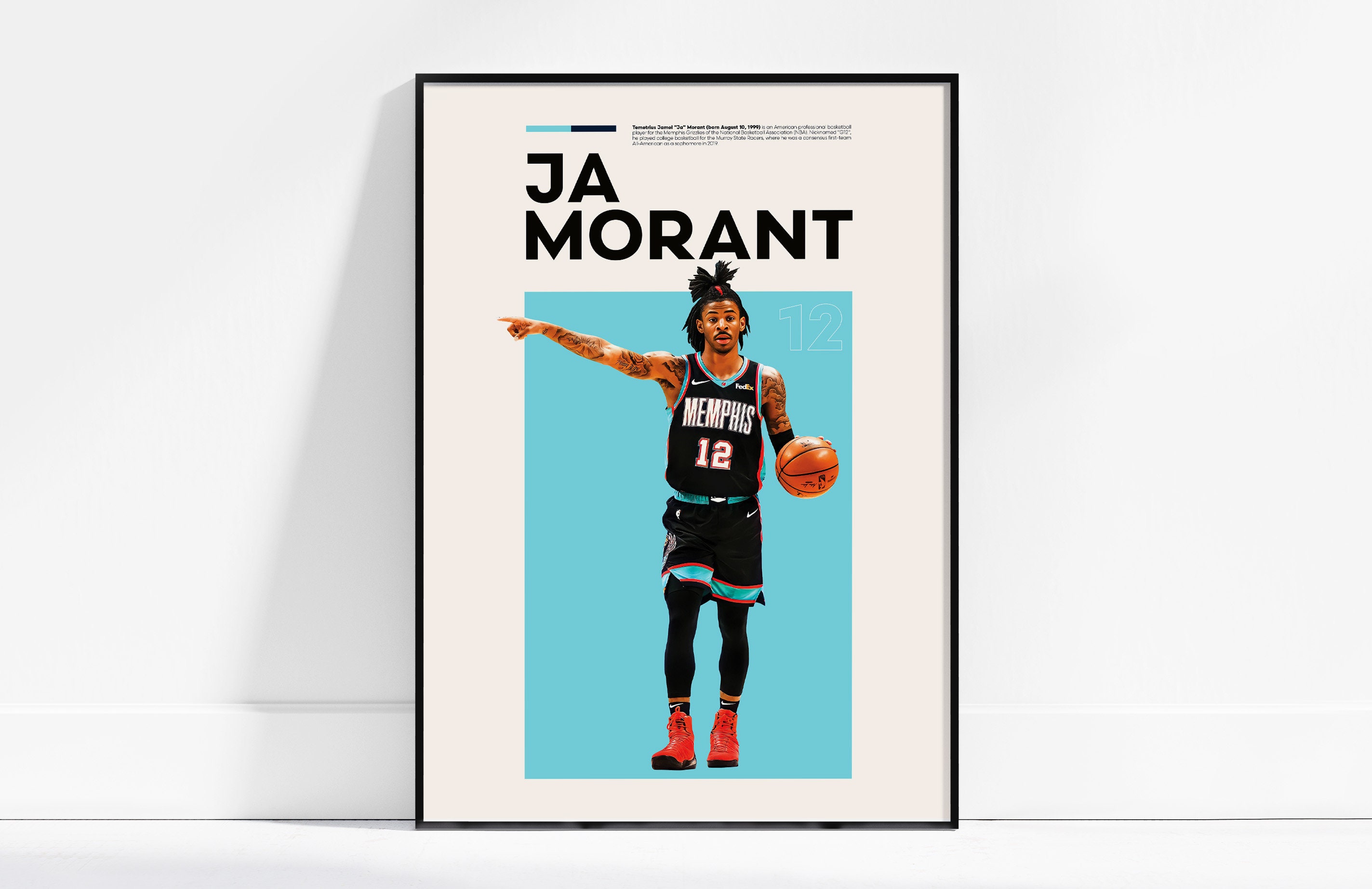 Discover Ja Morant Poster, Memphis Grizzlies Art Print,  Mid-Century Modern, Poster