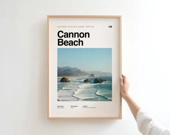 Cannon Beach Surf Poster — Oregon Vintage Coastal Print