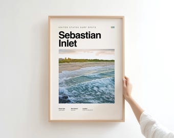 Sebastian Inlet Surf Poster - Florida Vintage Küstendruck