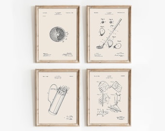 Vintage golf patent kunstdrukset: golfer cadeau (digitale download)