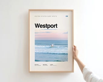 Westport Surf Poster — Washington Vintage Coastal Print