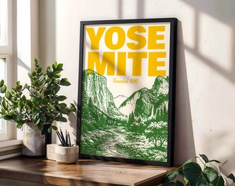 Yosemite National Park Poster Vintage Style Wall Art