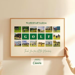 Golf Photo Collage Template – Editable Canva Frame for Golf Memories | Golf Team Gift | Golf Coach Appreciation