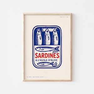 Vintage Sardine Poster | Vintage Linocut Kitchen Wall Art