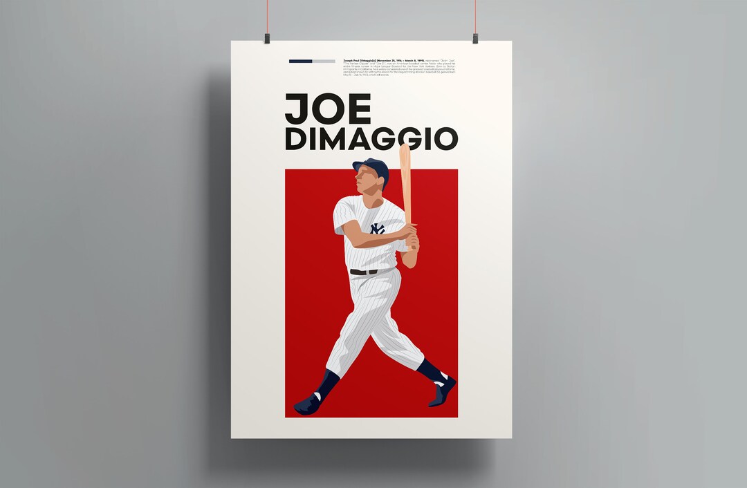 Joe Dimaggio Poster Gift Baseball Wall Decor Baseball Print - Etsy