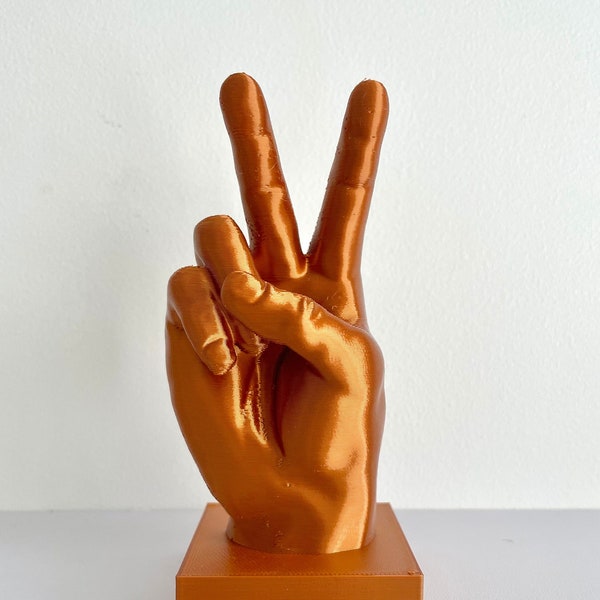 Peace Hand Sculpture Digital File, Peace Gesture Hand Statue, Peace Hand Sign 3D Printing File, Hand Ornament, Gift Idea, Home Decor Shelf