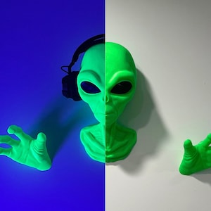 Soporte para auriculares de pared con forma de alienígena, archivos de impresión 3D STL, soporte para auriculares de alienígena para impresión 3D, archivos digitales para impresión 3D, soporte para auriculares
